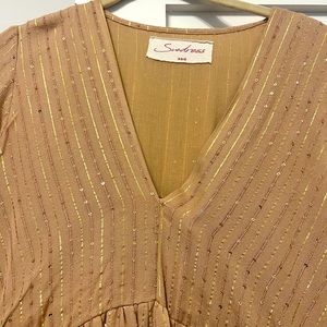 Tan/gold sequin dress! Altered to be less plunging in the chest area.